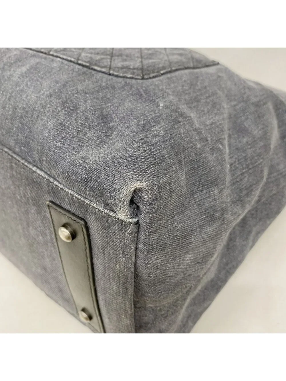 Chanel Handbag Denim Gray Silver 2-Way Bag